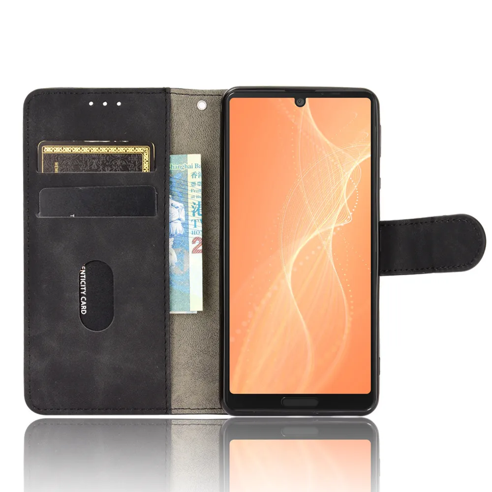 For Sharp Aquos Sense 4 Case Luxury Flip Skin Texture PU Leather Card Slots Case For Sharp Aquos Sense 4 Sense4 Phone Bags