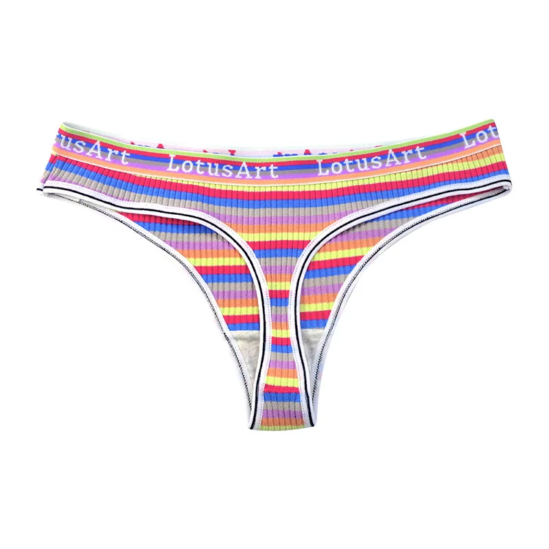 Women Cotton Solid Seamless Panties for Female Low Waist Underwear Panty Sexy Colorful Striped Lingerie Thongs NK2125