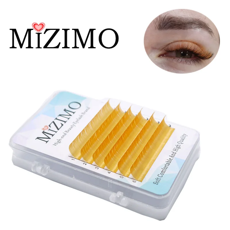 MIZIMO New color grafting eyelash 0.07/0.1mm 8-15mm red yellow green artificial mink hair eyelash extension