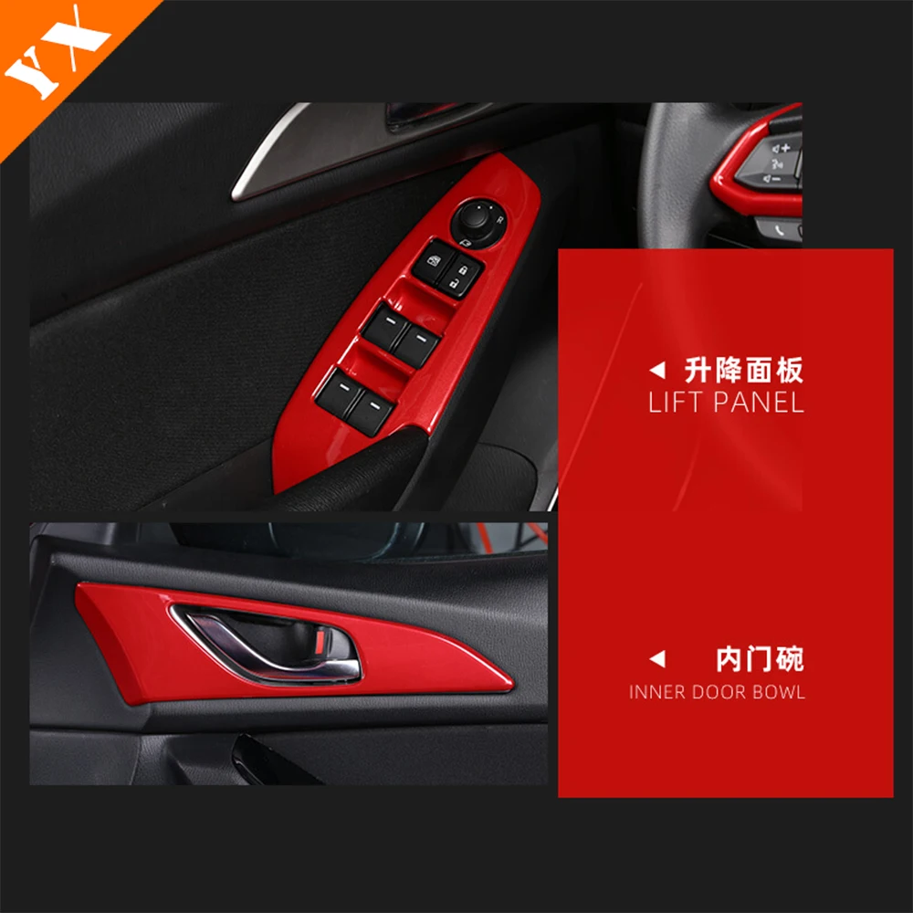 For Mazda 3 Axela 2017-2018 Car Armrest Window Lift Air Conditioner Vent Water Cup Headlight Control Frame Interior accessories