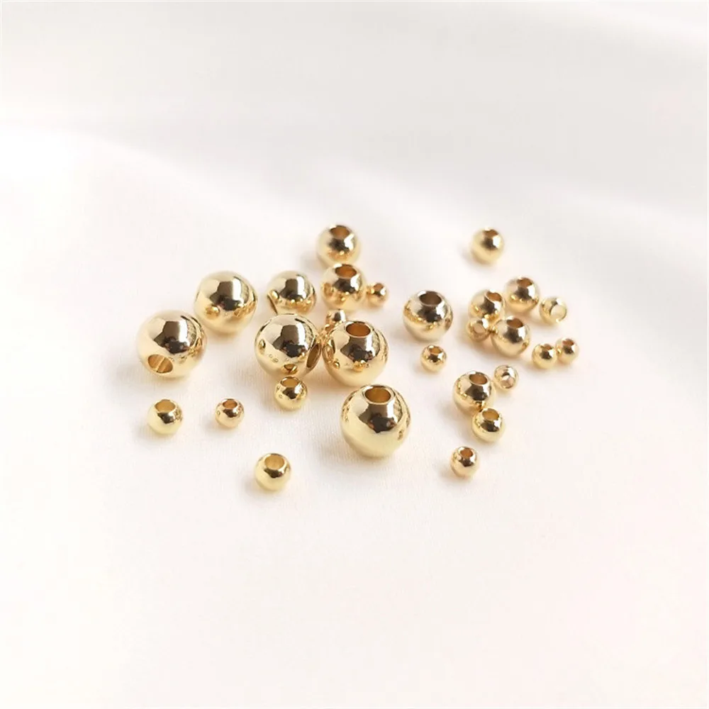 10pcs 14K Gold Plated Round Loose Beads 2.5/3/4mm, DIY Bracelet Jewelry Making Beading Accessories