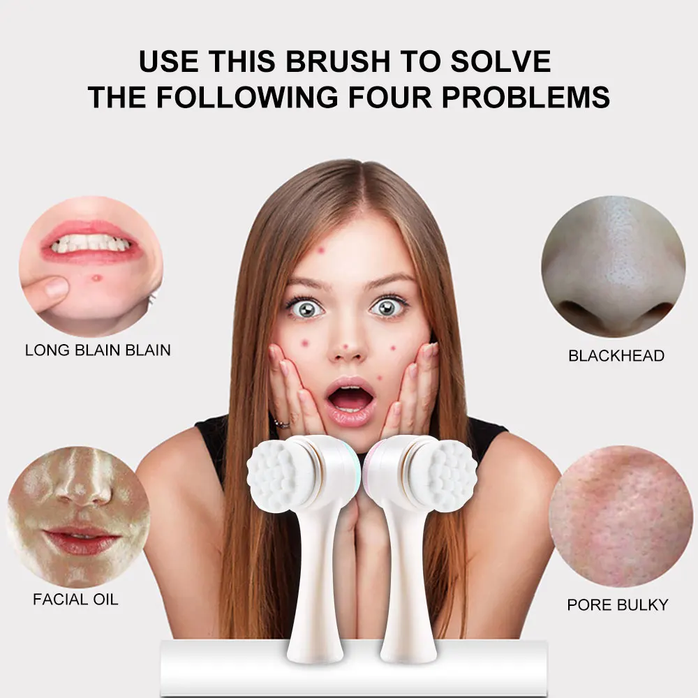 Double Side 3D Silicone Facial Cleansing Brush Portable Skin Cleaner Face Cleaning Massage Tool Face Brush  Beauty Tools