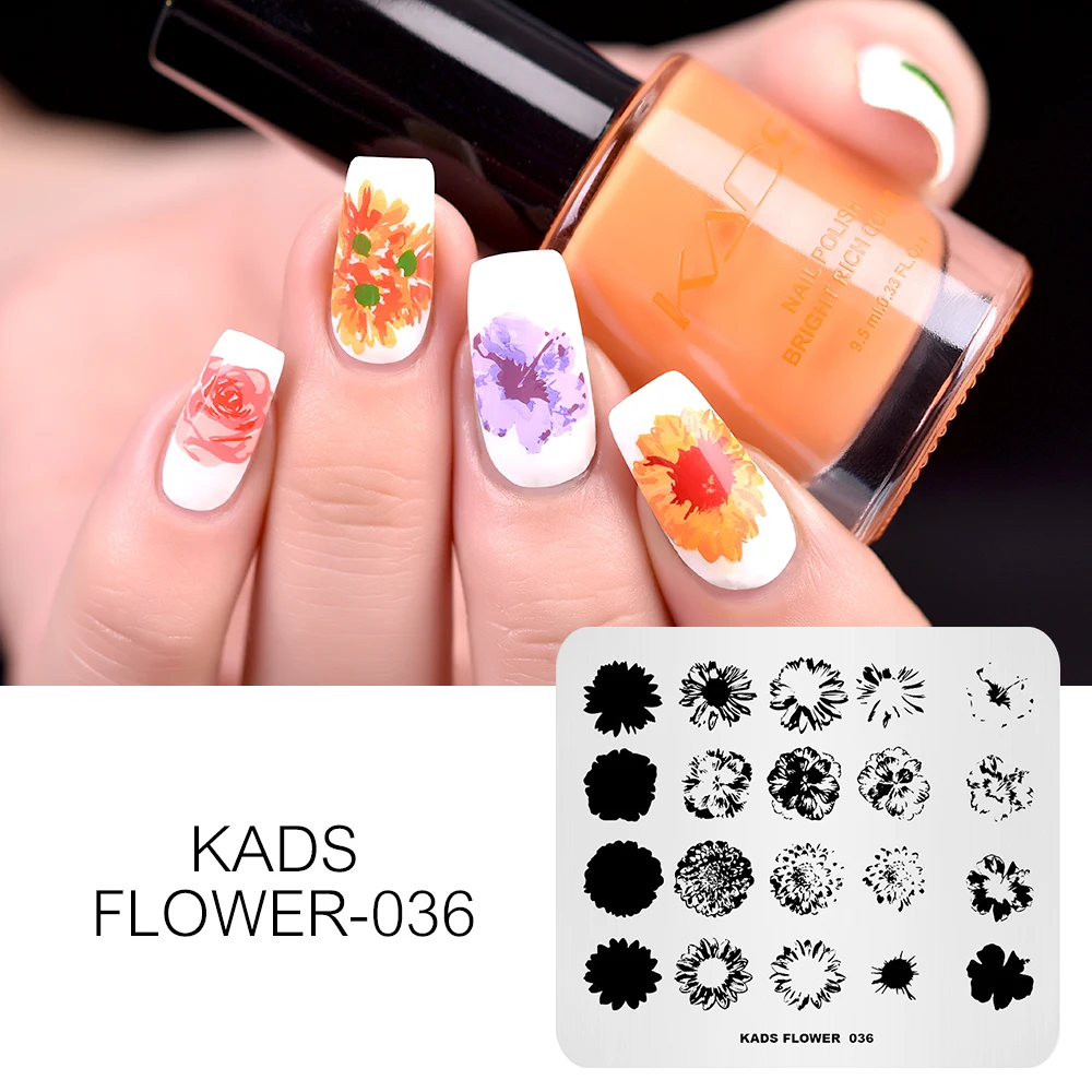 KADS Flower 036 Overprint Bloom Templates DIY Image Manicure Tools Nail Stencil Stamp Nail Art Stamping Plate