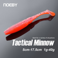 NOEBY Soft Bait 5cm-17.5cm T Tail Artificial Silicone Baits Jig Head Texas Grub Rig Worm Swimbait for Sea Bass Fishing Lures
