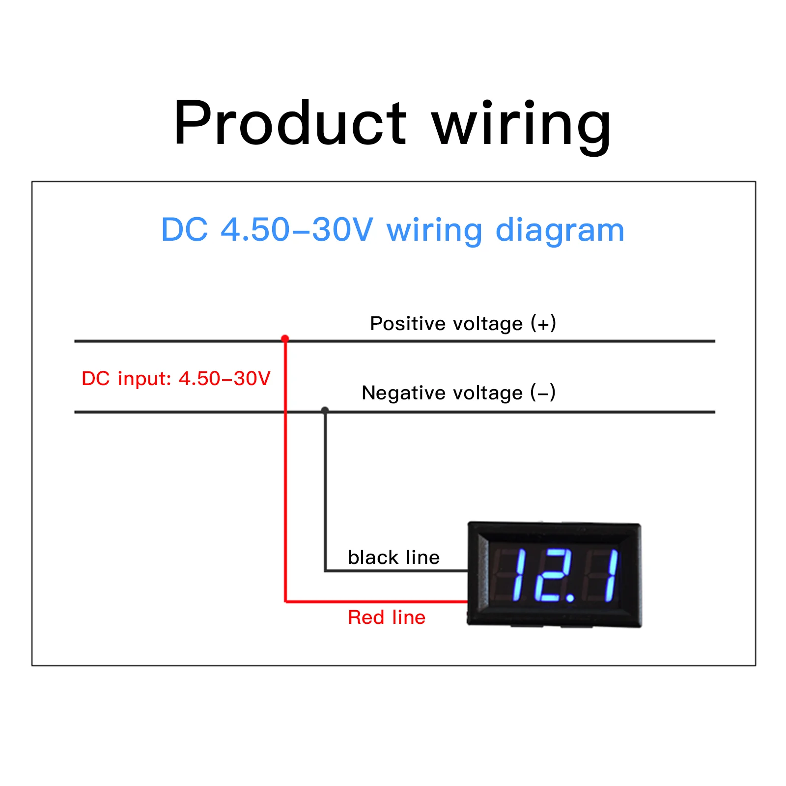 0.56 "Đèn LED Hiển Thị Kỹ Thuật Số 3 Chữ Số DC 4.5V-30V Vôn Kế Bút Thử 3 Dây Có Vỏ Điện Áp bề Mặt Đĩa Bút Thử Điện Áp