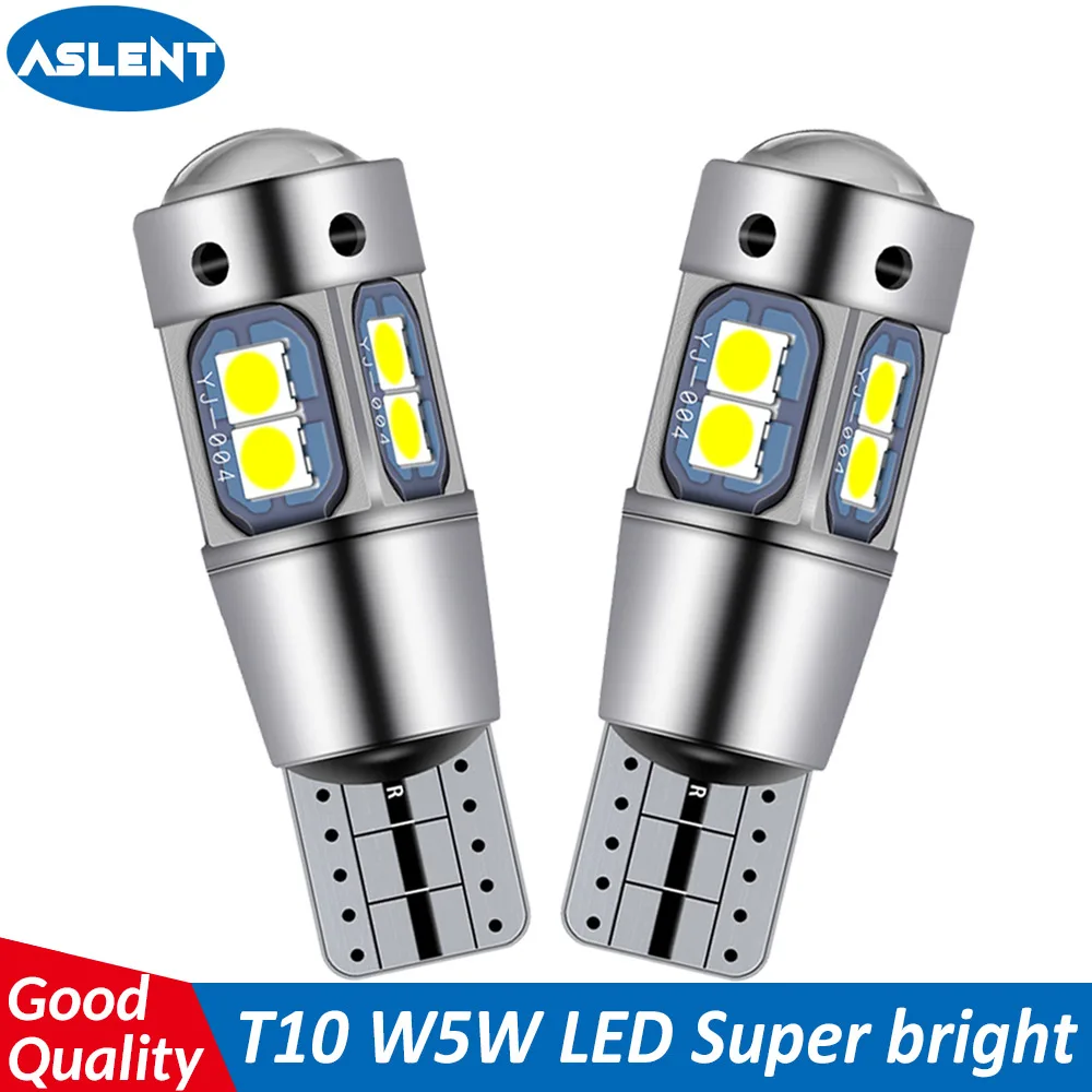 ASLENT 2pcs Car T10 Led Canbus 6000K White T10 w5w Led Bulb DRL Turn Parking Width Interior Dome Light Reading Lamp Car Styling