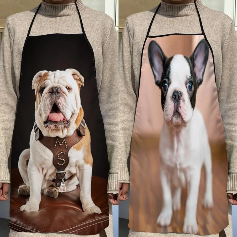 Bulldog Pattern Aprons Home Coffee Shop Cleaning Aprons Anti-Dirty Kitchen Accessories For Men Women 50x75cm,68x95cm Funy Gift