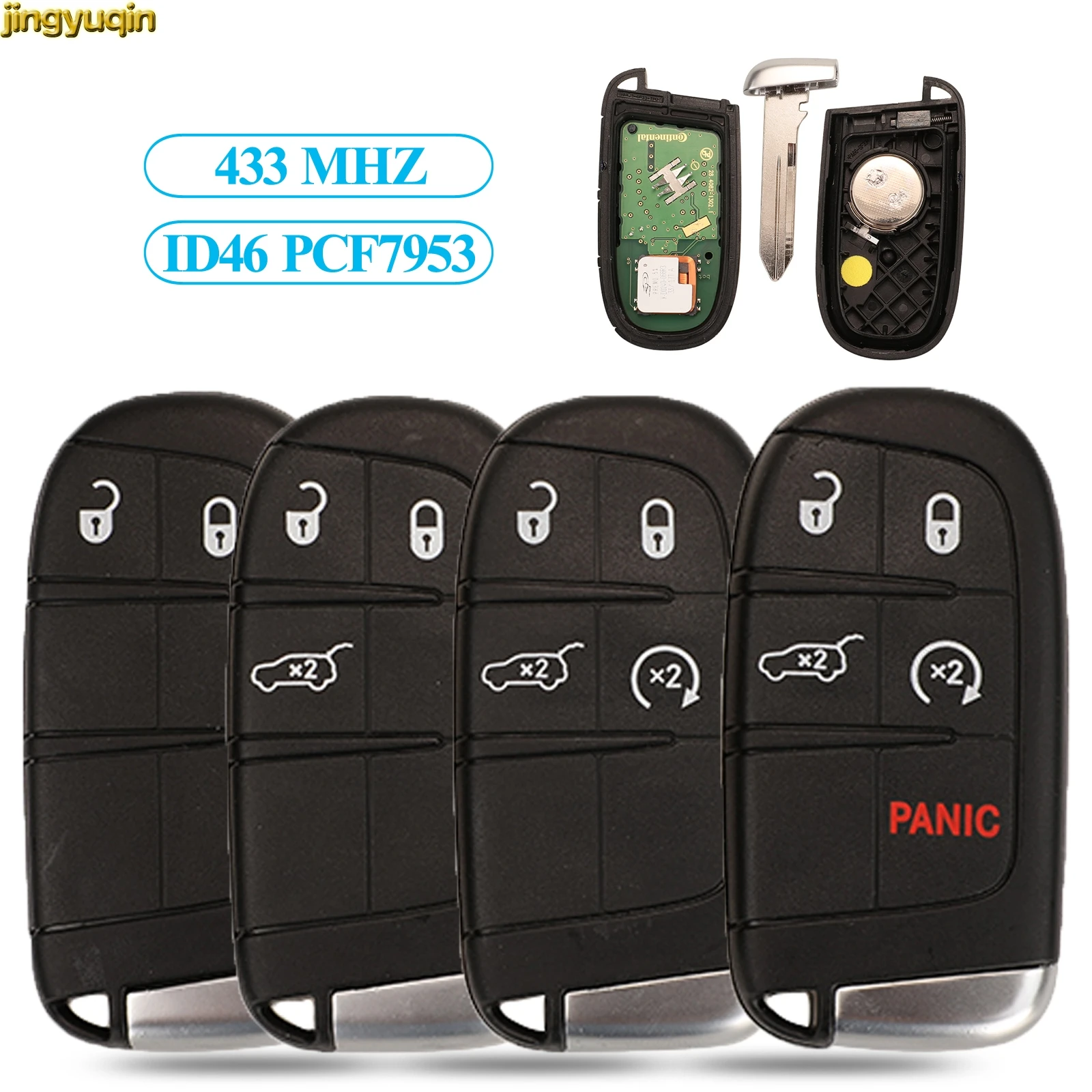 

Jingyuqin Remote Car Key Control 433MHz PCF7953/ID46 Chip For Jeep Grand Cherokee 2013-2018 2/3/4/5 Buttons Smart Fob