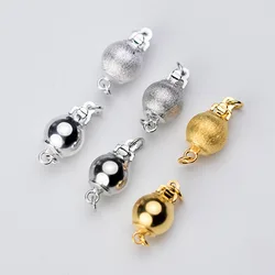 925 Sterling Silver Round Ball Clasp Hooks 6mm 8mm Bright/Matte Surface Bracelets Necklace Clasp Connectors DIY Jewelry Making