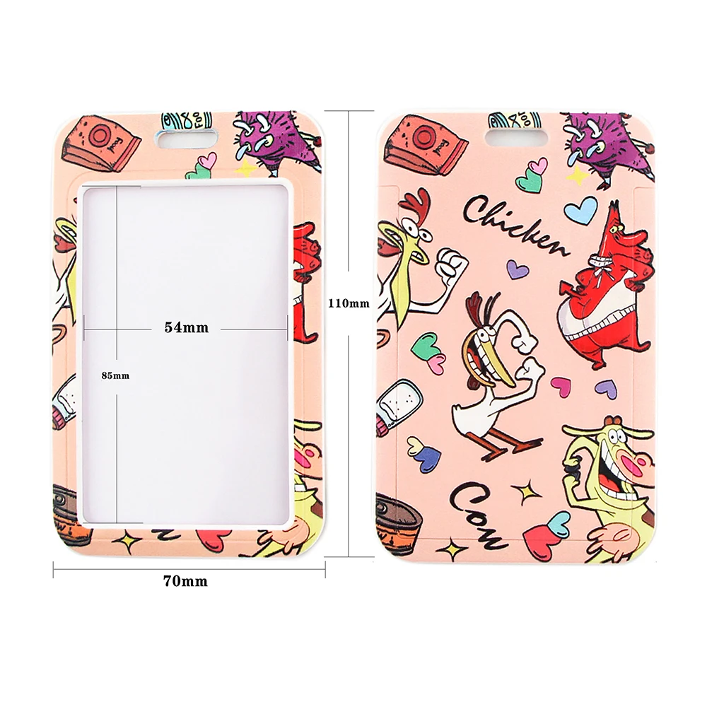 LX445 Animal Cow and Chicken Lanyard Card Cover Neck Strap Rope For Mobile Cell Phone ID Card Badge Holder With Keychain Keyring