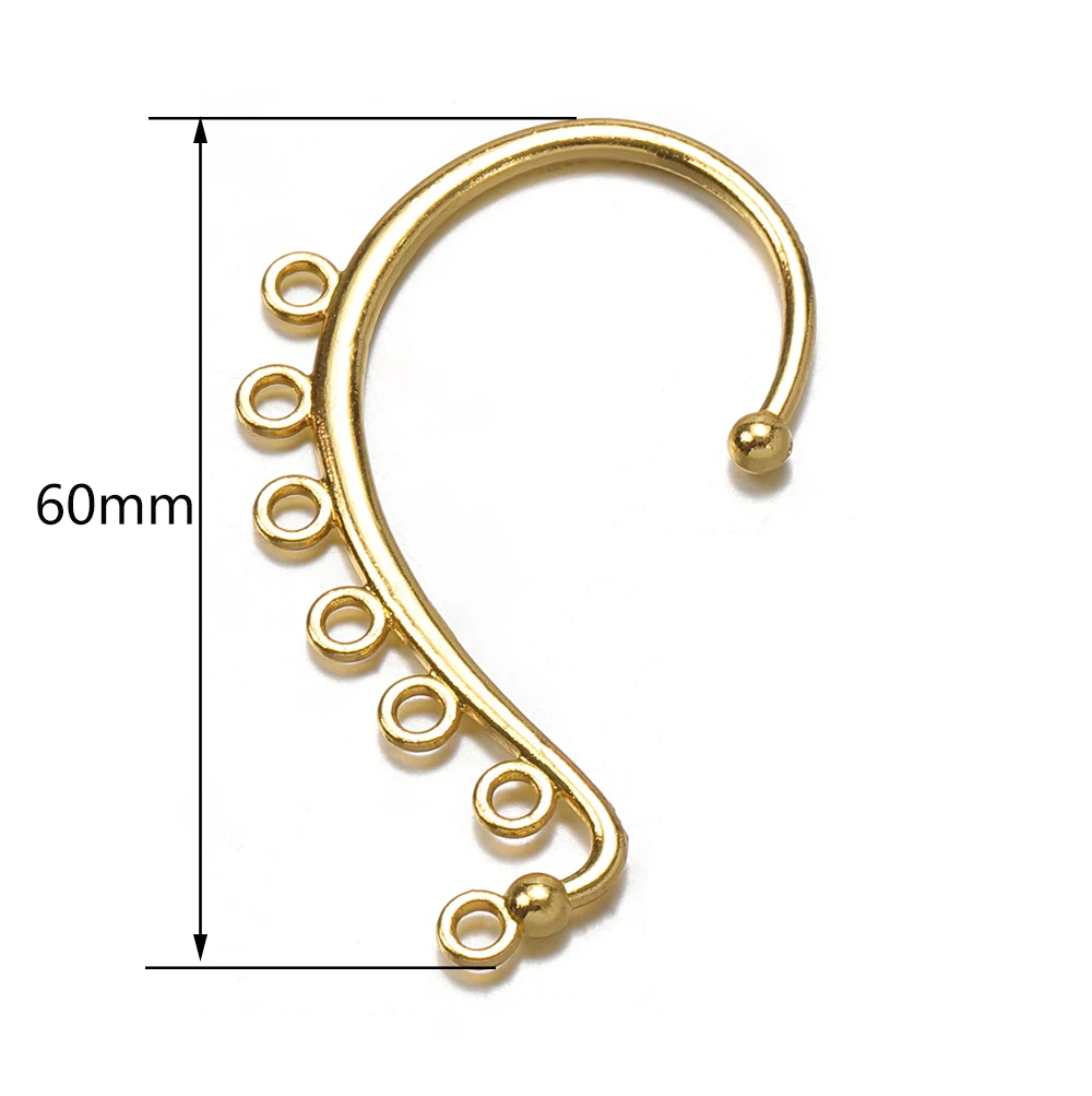 10 piezas 36x60mm oro francés niveles de ajuste de pendientes con 7 agujeros Base de ganchos de oreja para hacer Diy las mujeres cuelgan los pendientes Accesorios