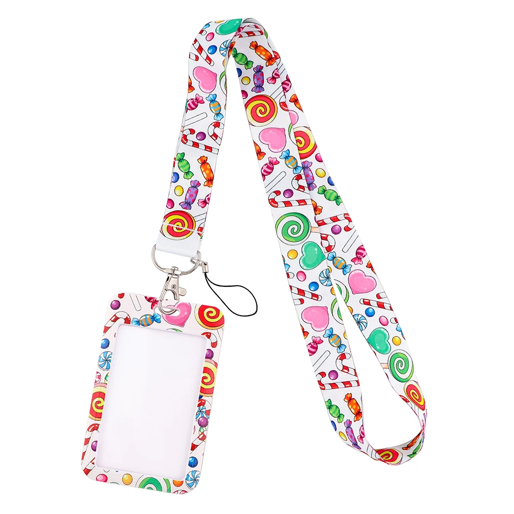 YL324 Love Lollipop Lanyard Keychain ID Badge Holders Mobile Phone Rope student Key Lanyard Neck Straps Key Rings Accessories