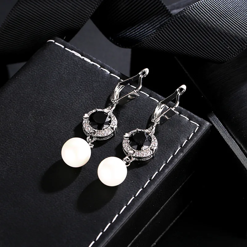 HUAMI Pearl Earrings Big Long Round Geometry Hight Quality Earrings Charms Jewelry Christmas 2021 Gift Bride Accessories Earring