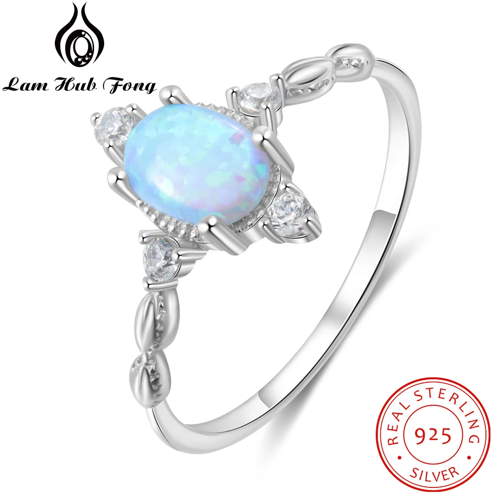 Women 925 Sterling Silver Opal Rings Female Finger Rings Cubic Zircon Silver 925 Engagement Wedding Jewelry Gifts for Girls