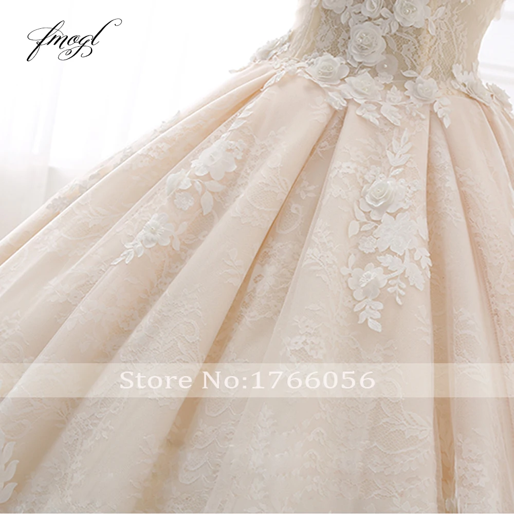 Customized Royal Train Beaded Sweetheart Ball Gown Wedding Dresses Appliques Flowers Vintage Lace Bride Gowns Vestido De Noiva image 6