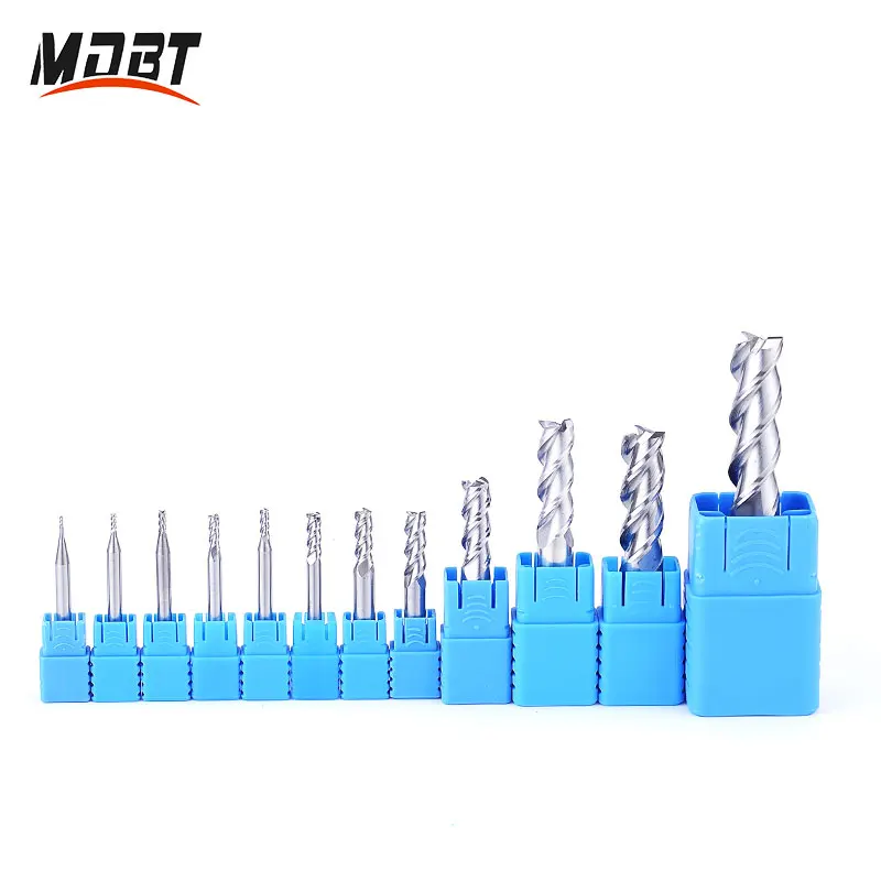 3 flauto fresa in metallo duro tungsteno HRC55 fresa CNC strumento 1mm- 20mm per alluminio acrilico legno rame plastica
