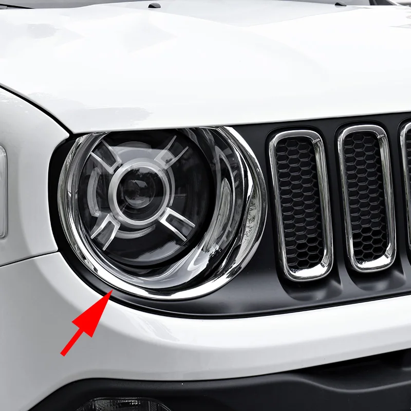 For Jeep Renegade BU 2015-2018 Chrome Head Light Cover Headlight Ring Surrounds Accessories