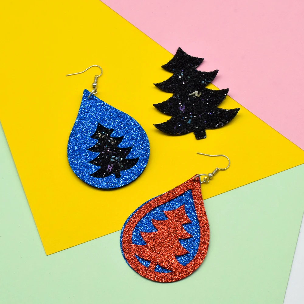 أقراط شجرة عيد الميلاد محلية الصنع، سكرابوكينغ خشبية مقطوعة بالقالب، أدوات جلدية مصنوعة يدويًا لآلات النار الكبيرة، جديد! #4