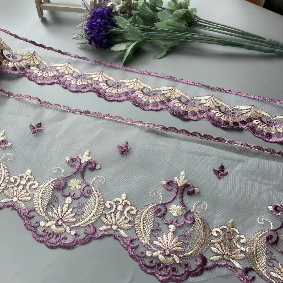 1 yards Purple 180 mm 65 mm Lace Ribbon Trim for Sofa Cover Curtain Trimmings Embroidery DIY Applique Home Textiles Accessories