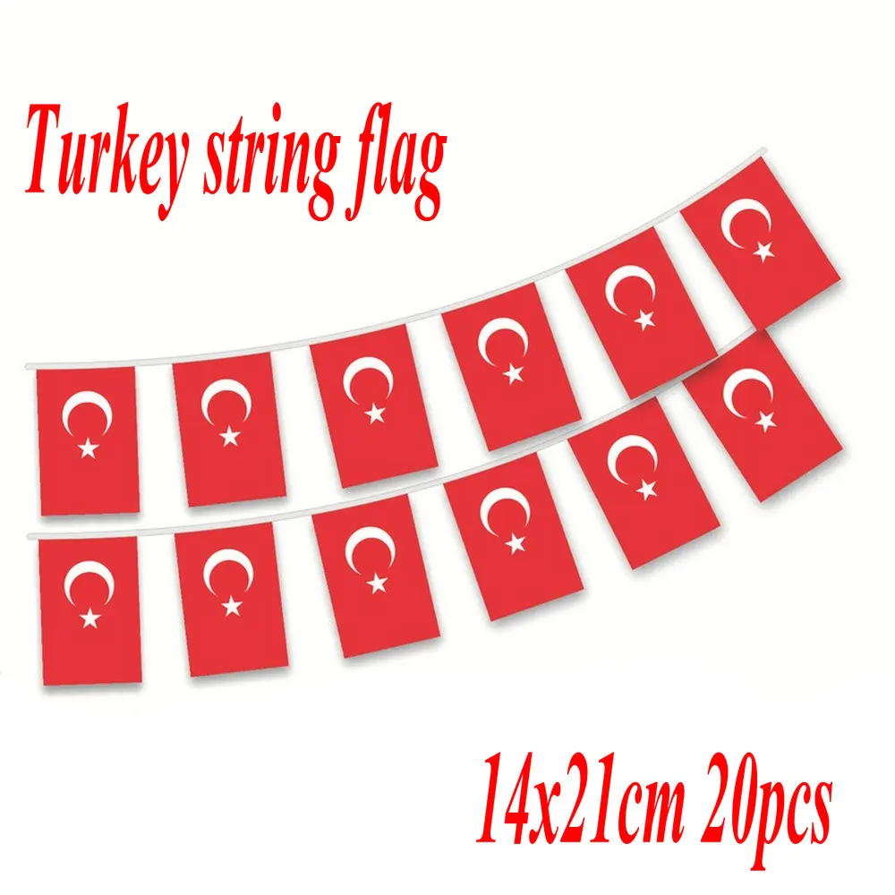 

Turkey bunting flag 14x21cm 20pcs/pack Turkey String Flag Countries Bunting Pennant Banner Decoration