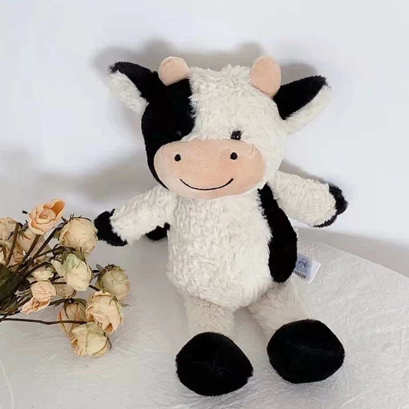 30cm Soft White & Black Cow Stuffed Animal Toys Plushie Cartoon Milk Cattle Doll For Kids Appease Toy Cute Nap Pillow Baby Gifts