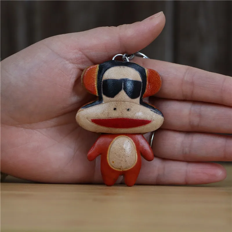 Cowhide mini monkey bag pendant key chain handmade bag hanging zodiac monkey key chain cute birthday gift