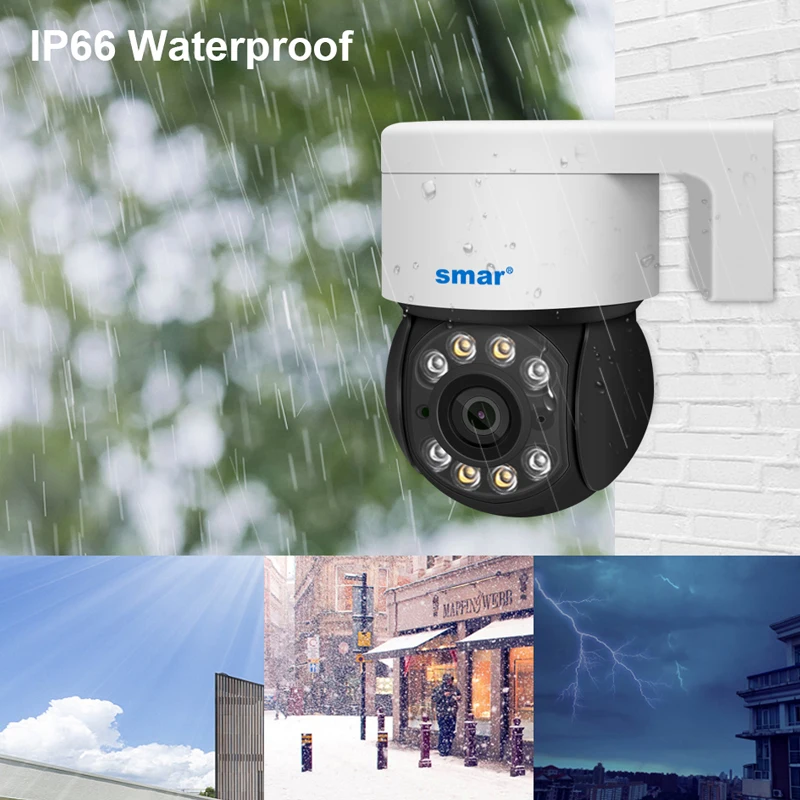 Smar POE PTZ Camera 1080P Outdoor Two Way Audio  AI Human Detect Full Color Night Vision Speed Dome Camera  Home Security