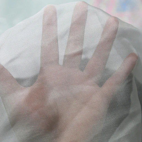 Imagen 1 del producto Tela de gasa china de seda blanca natural, 140 cm de ancho, Color sólido, suave, transparente, ropa, mareriales, Real, venta al por mayor