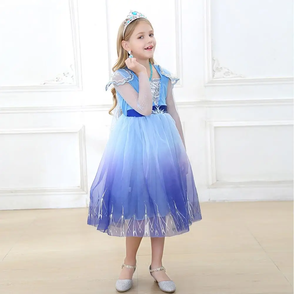 Vestido bordado de princesa para niños, ropa de fiesta de noche, de Color degradado, para dama de honor, XXYJ-5