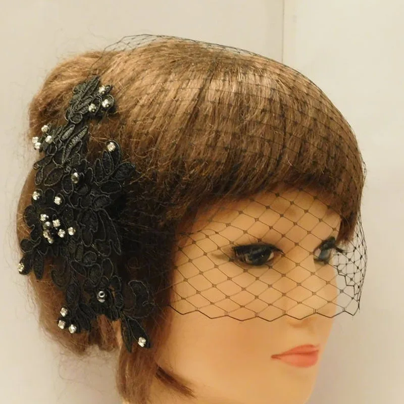 Voile de mariée blanc en dentelle à une couche, accessoire de coiffure de mariée, avec perles, pour femmes élégantes, fascinateur avec peigne