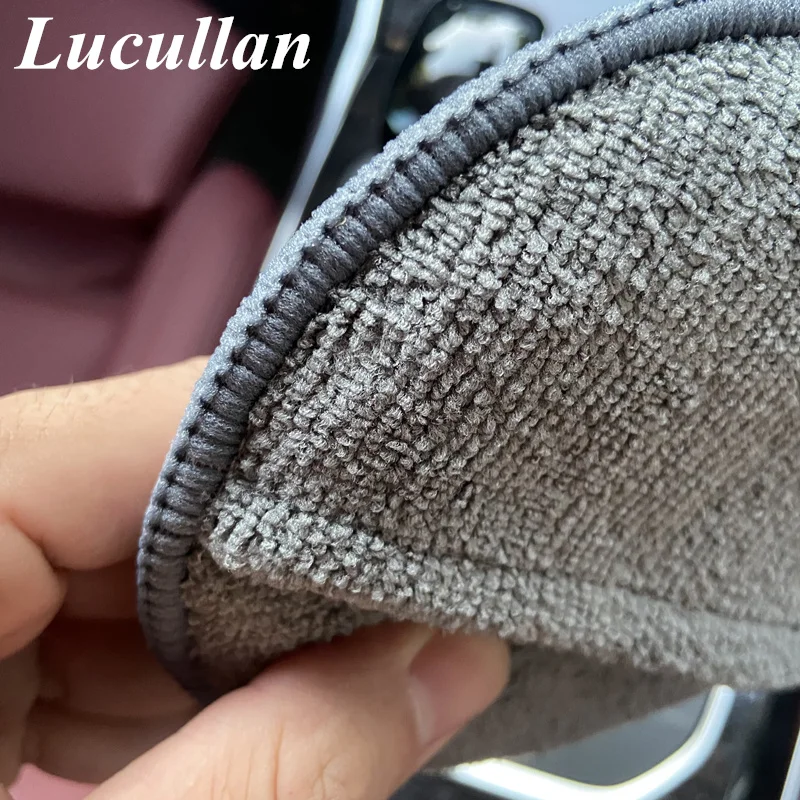 Lucllan Premium 5 in. Dia Round Car Care Microfiber Polish Wax Applicator and Cleaning Pads with Finger Pockets