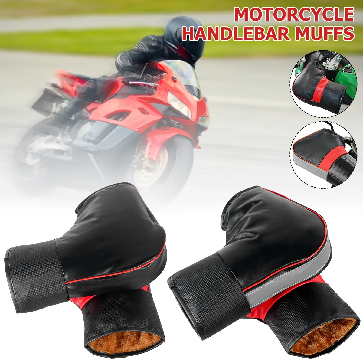 1 Paar Motorrad-Lenkermuffen, schützende Motorrad-Warm-Griff-Lenkermuffe, regenfeste Winter-Wärmer-Handschuhe, Winter-Motorrad-Handschuhe – Detail 2