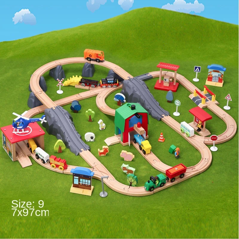 Farm Transport Track Set Train Track and Car Train Electric Car Children\'s Puzzle Toys Gift Compatible with Wooden 1:64 Pd09