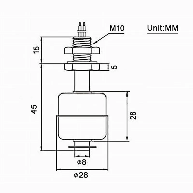 Stainless Vertical Liquid Water Level Sensor Controller Internal Float Sensor Switch 45mm Line Automatic Pump Controller Tank