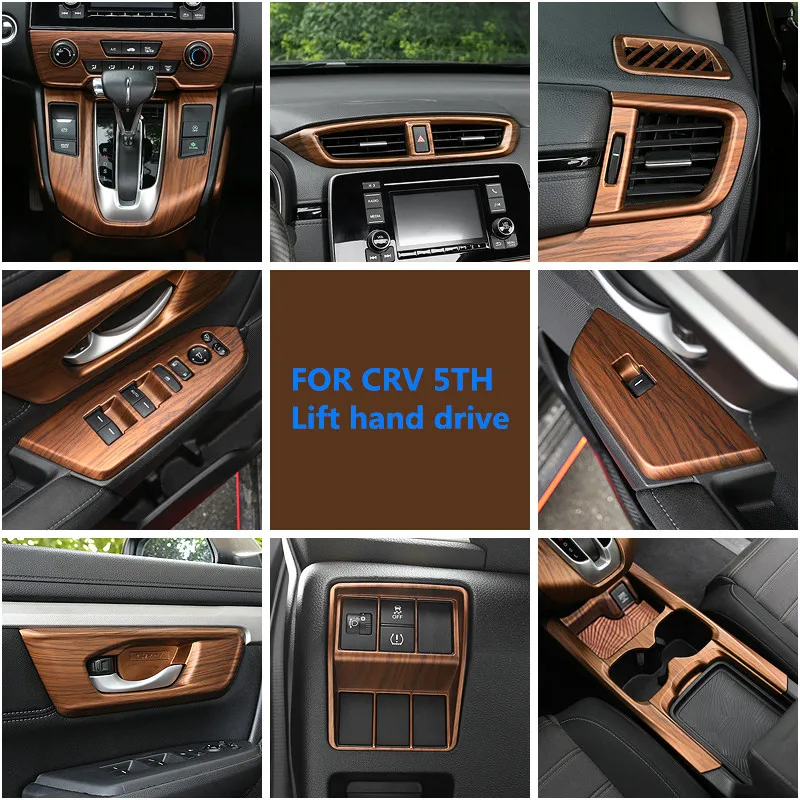 Accessories for Honda CRV 5TH LHD 2017 2018 2019  Peach wood grain Interior ABS Decoration Cover Trim