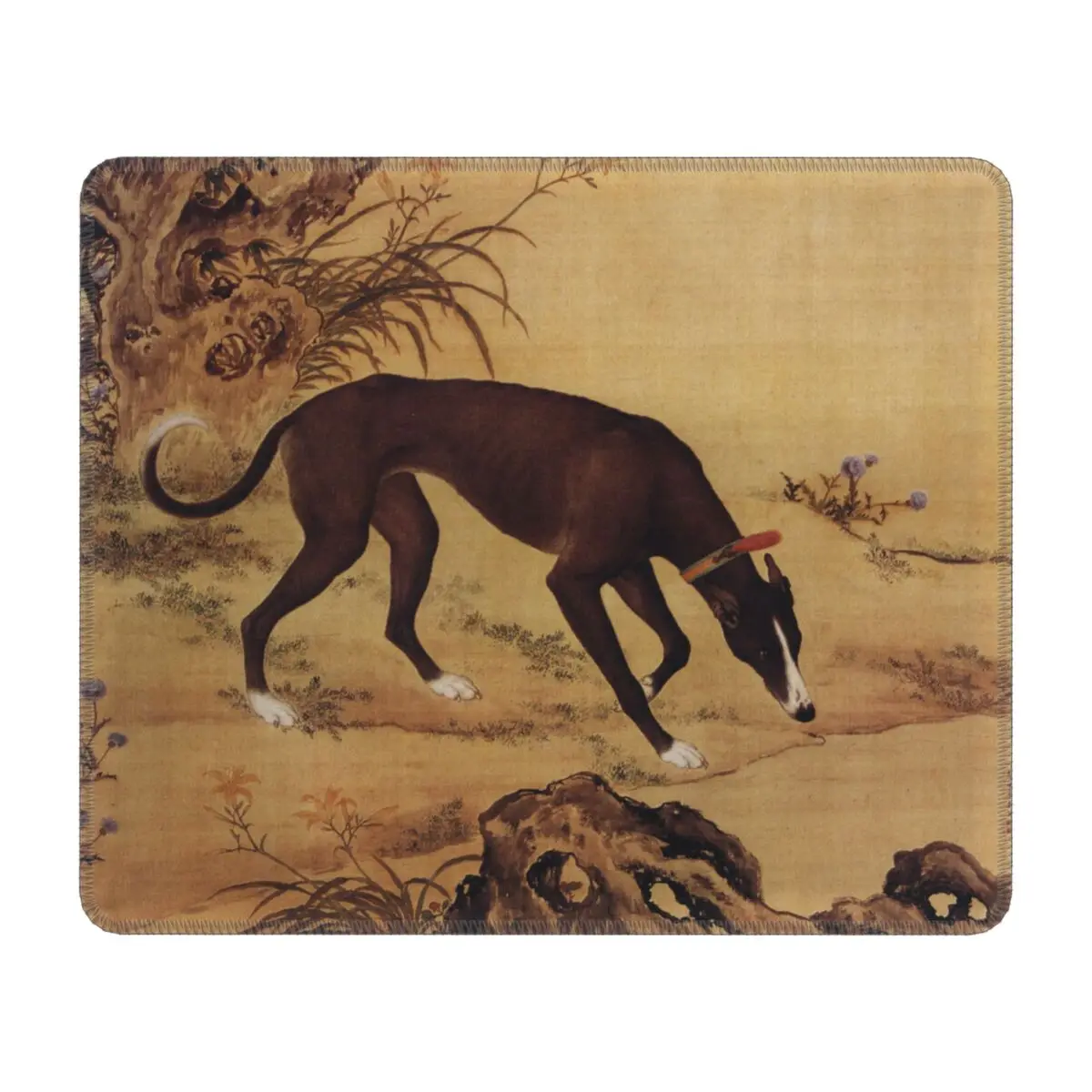 Whippet Greyhound Chinese Style Painting Gaming Mouse Pad Anti-Slip Rubber Mousepad Sighthound Dog Office Computer Mat Pads