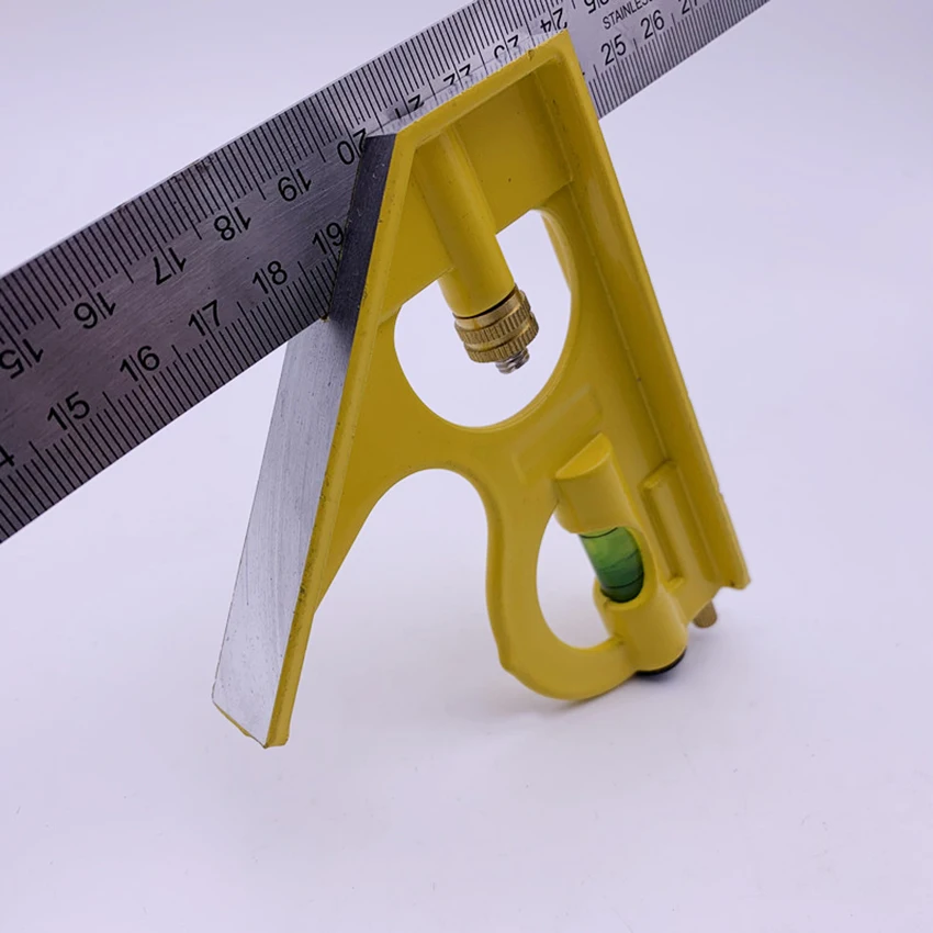 30cm Combination Square Angle Ruler, Stainless Iron Ruler and Aluminum Alloy Bolt, Multi-function Measuring Tool for Woodworking