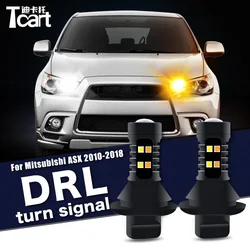 Car Accessories For Mitsubishi ASX Outlander Sport 2010 2012 2014 2016 2018 2PCS Led Drl Daytime Running Light Turn 2IN1