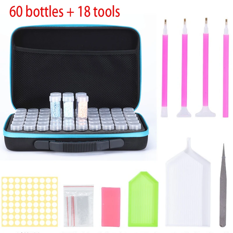 

15/30/60/120 Bottles 5d Diamond Painting Accessories tools Storage Box Carry Case diamant painting tools Container Bag