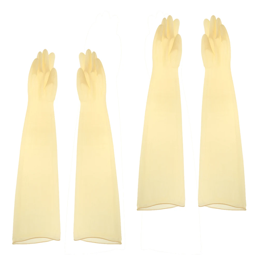 2 Pairs 75cm/30\'\' Anaerobie Glove Box Rubber Work Gloves Long Sleeve Anti Acid