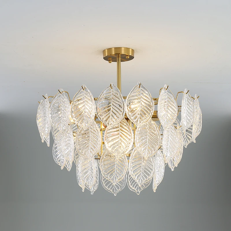 lustre criativo de folhas de vidro iluminacao criativa em estilo pos moderno para casa sala de jantar quarto luminaria de luxo 01