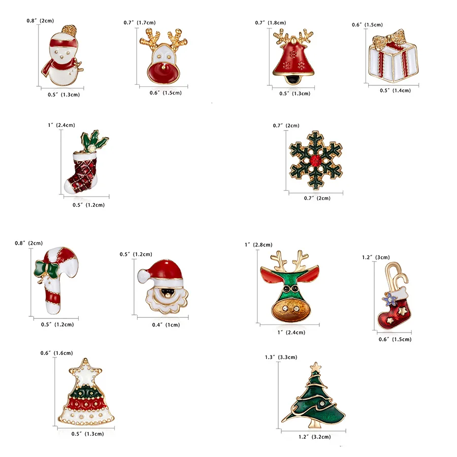 Juego de broches de Feliz Navidad para mujer, alfileres de esmalte de alce de árbol de Navidad, broche de joyería, regalo para amigo, venta al por mayor, 3 uds.