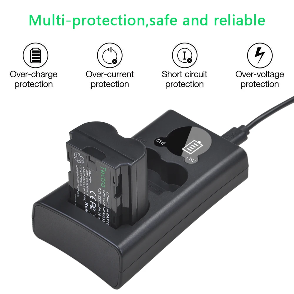 2280mAh NP-W235 NPW235 bateria do aparatu Fujifilm Fuji X-T4 + podwójna ładowarka USB LCD z portem typu C