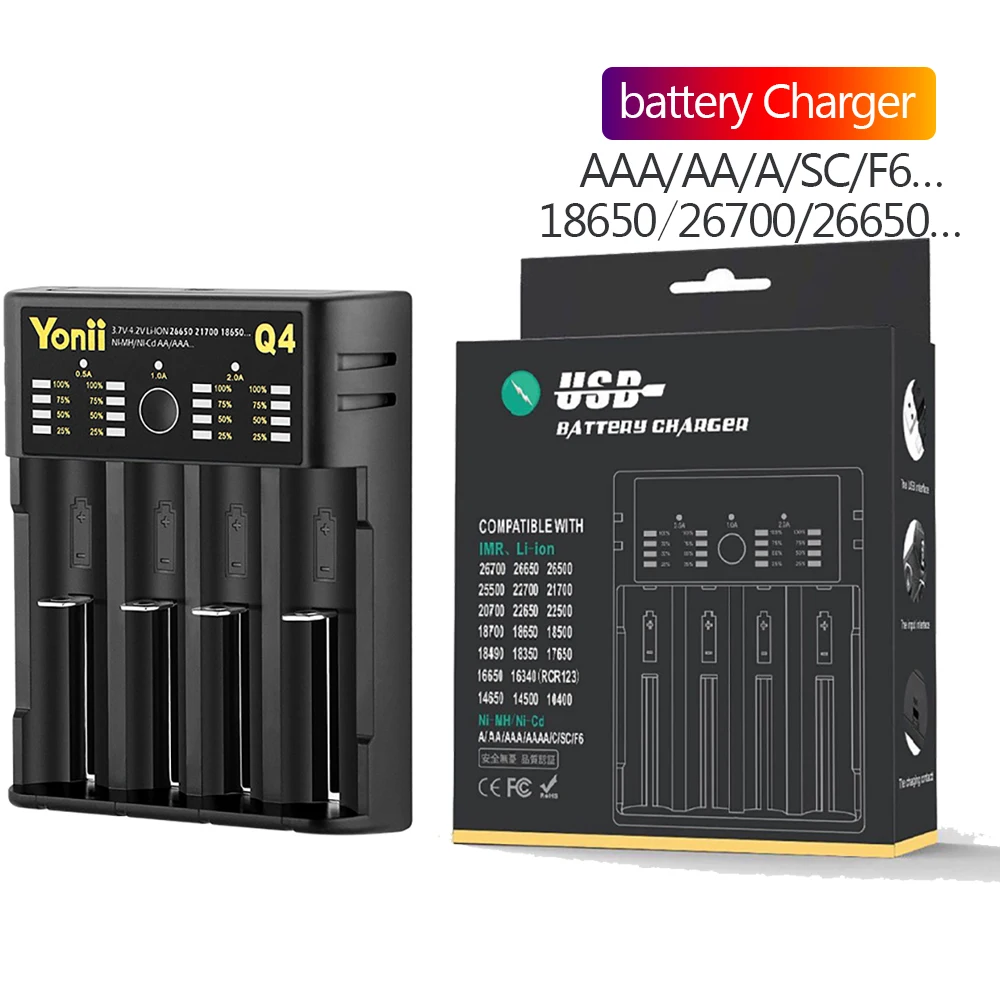 Cargador de batería IMR Ni-MH Ni-Cd A AA AAA C SC F6 batería cargador inteligente litio 18650 26650 21700 batería litio Li-ion carga