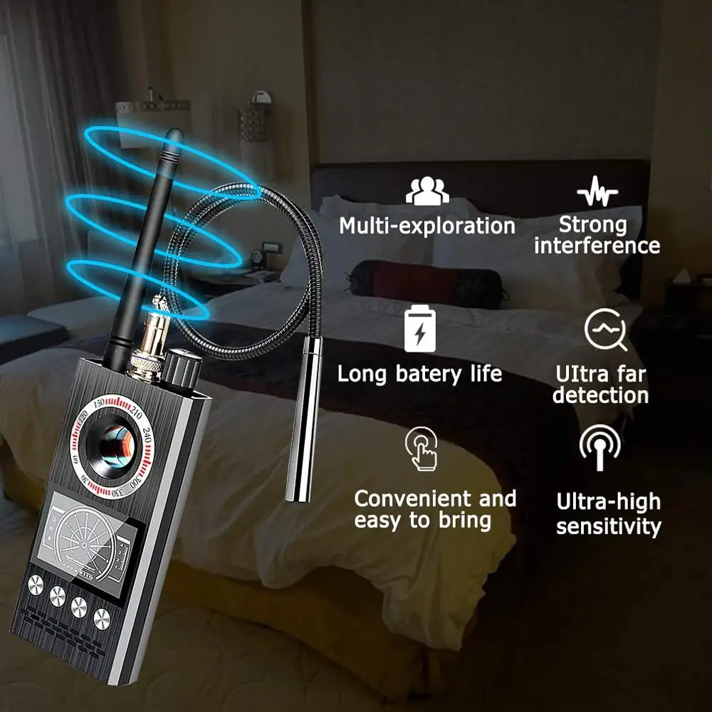 Détecteur de signal RF sans fil anti-espion, Bug 101, Tracker GPS, Caméra cachée, Dispositif d\'écoute électronique, Version professionnelle