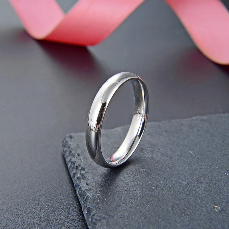 Buyee 925 Sterling Silver Couples Ring Sets Can Engrave Name Simple White Ring Finger for Women Men Fashion Fine Jewelry Circle