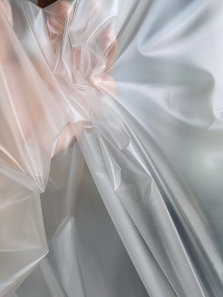 New translucent misty Tpu fabric see-through plastic clothing fashion raincoat waterproof sewing Diy designer fabric wholesale