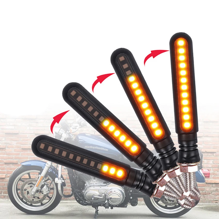 2 pz/lotto 12 LED DRL indicatore di direzione freno luce di striscia LED Switchback luce di marcia diurna per moto, giallo + rosso/bianco