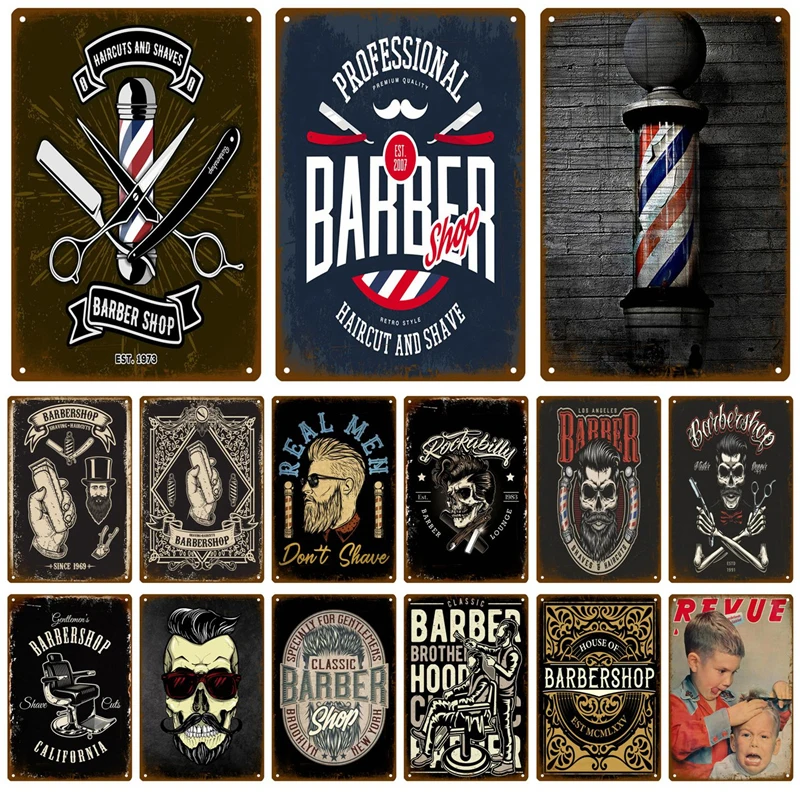 Barber Shop Metal Sign Industrial Deco Vintage Poster Vintage Retro Tin Sign Aesthetic Living Room Metal Wall Decor Decoration