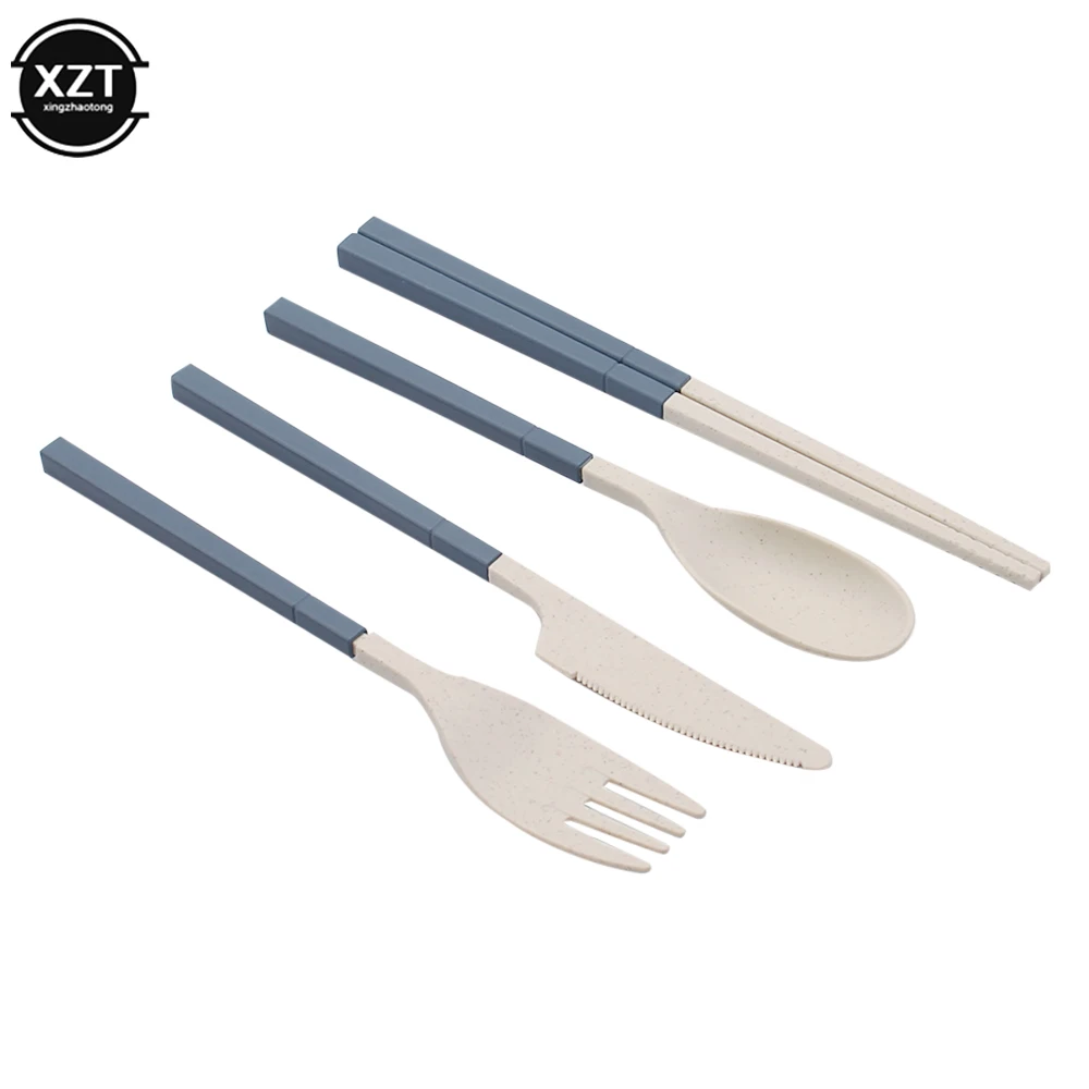 Wheat Straw Portable Spoon Fork Knife Chopsticks Cutlery Set With Box Foldable Removable For Outdoor Travel Picnic Tableware view 6
